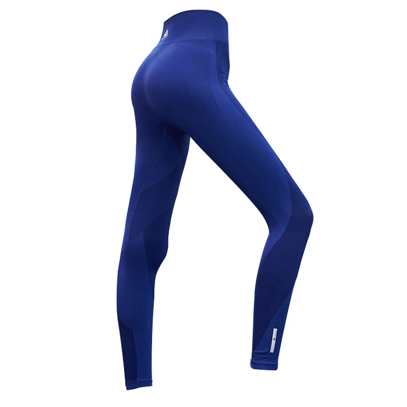 Синие бесшовные леггинсы с высокой талией штаны для йоги женские спортивные