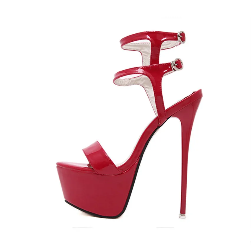 3 Colors 2019 new fashion women shoes summer solid sandals white black Red Thick Bottom 16cm high heels lady dress Party | Обувь
