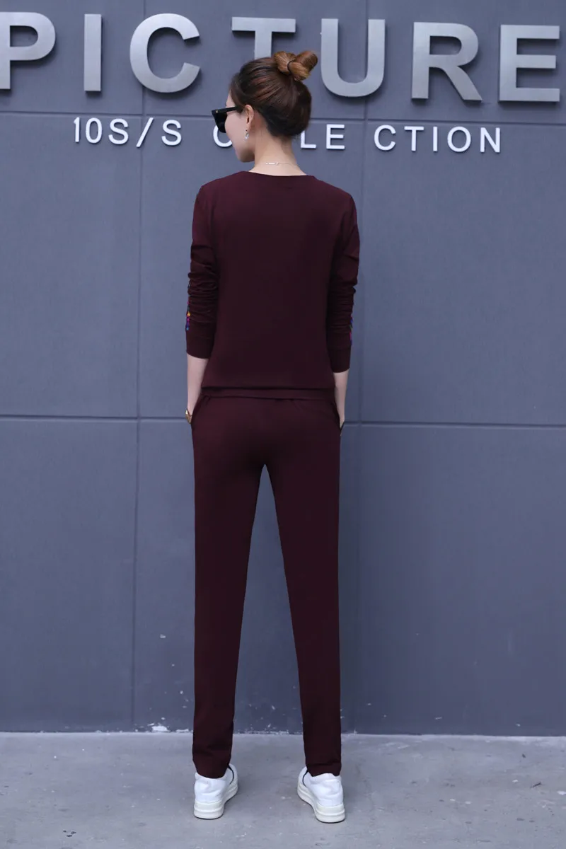 Комплект хлопка из двух частей свитер с длинным рукавом Весна и Осень Новый