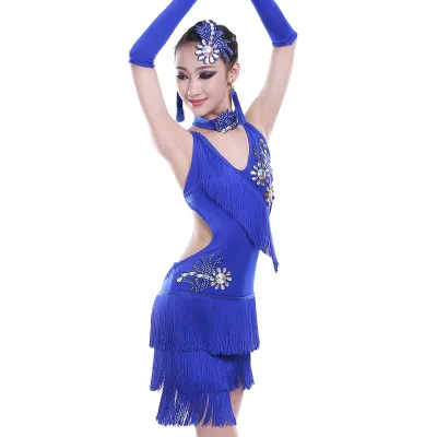 7 видов цветов платье для латиноамериканских танцев без рукавов цвет красный