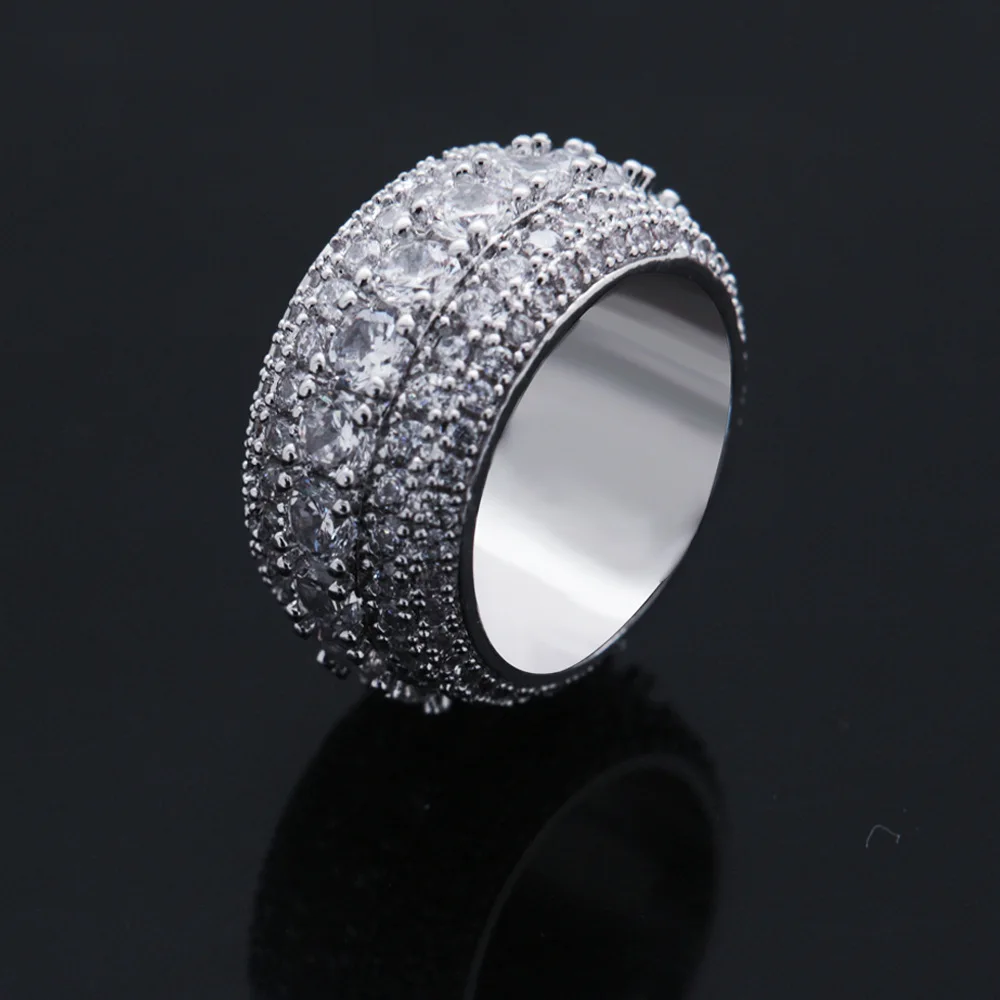 Крапановая закрепка ААА CZ камень Bling лед из ювелирных изделий круглые кольца на
