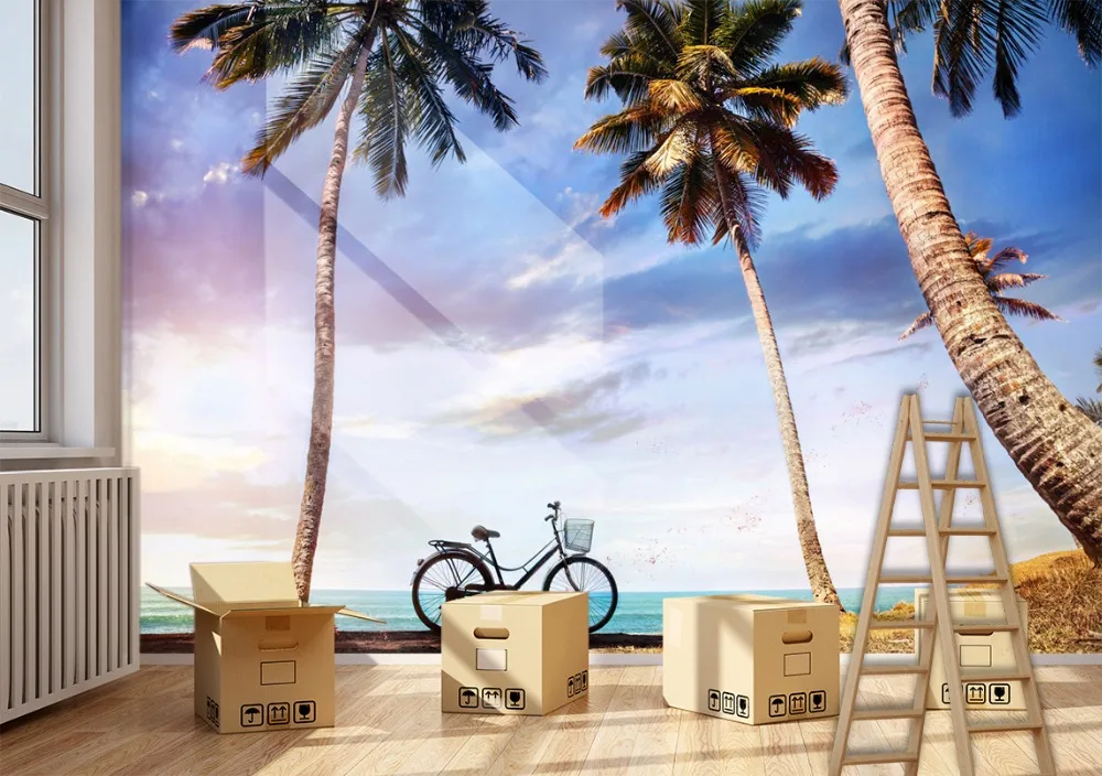 

[Self-Adhesive] 3D Sea Beach Coconut Tree 33 Wall Paper mural Wall Print Decal Wall Murals