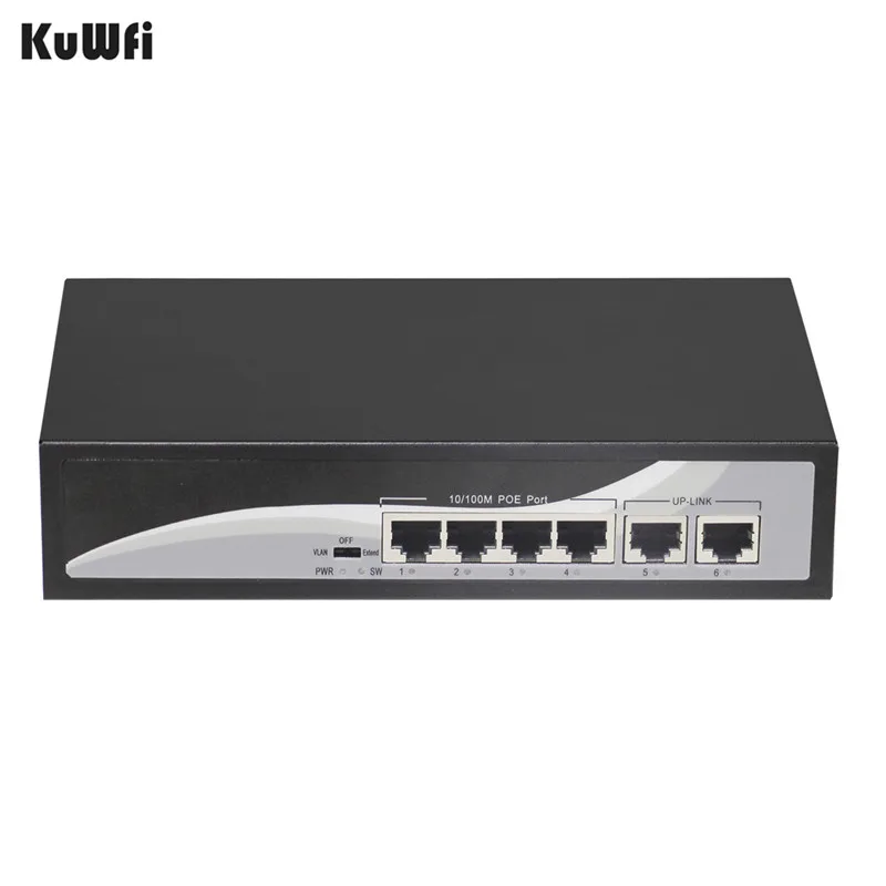 100 Мбит/с POE коммутатор 6 портов 48 В Ethernet сетевой быстрое переключение с 4PoE портом s