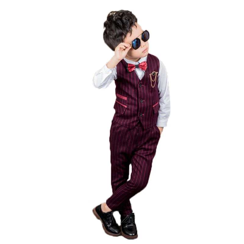 Костюм для мальчиков с цветочным рисунком жилет + брюки комплект одежды из 2