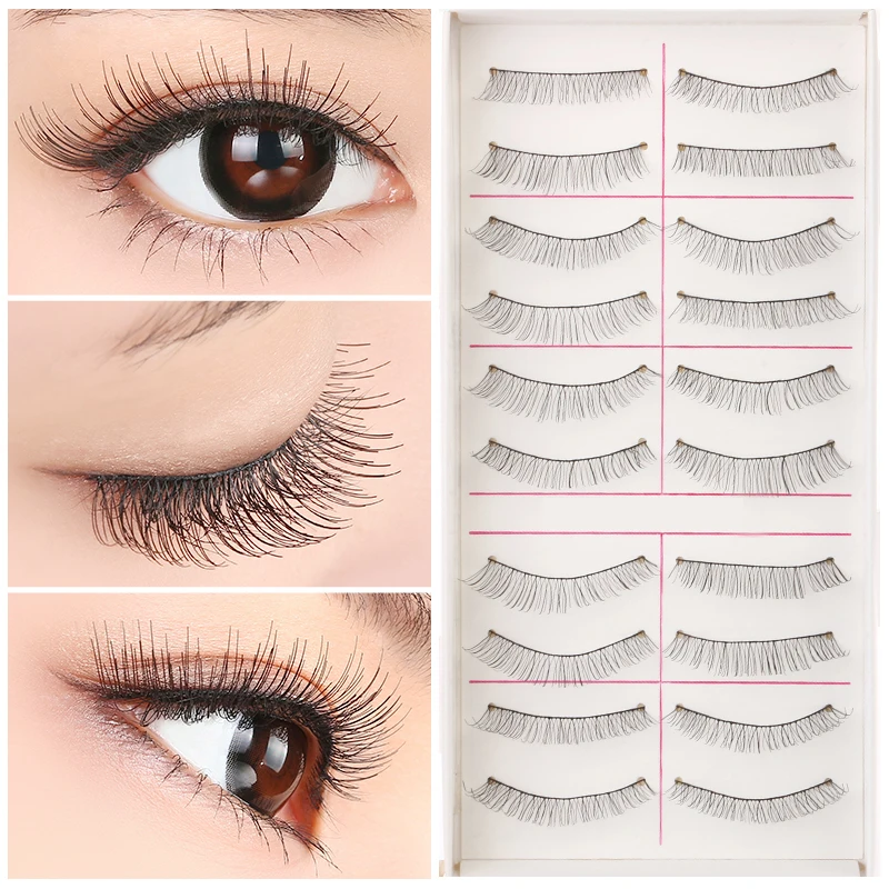 Горячие 10 пар тонкие накладные ресницы для наращивания ресниц Макияж инструмент