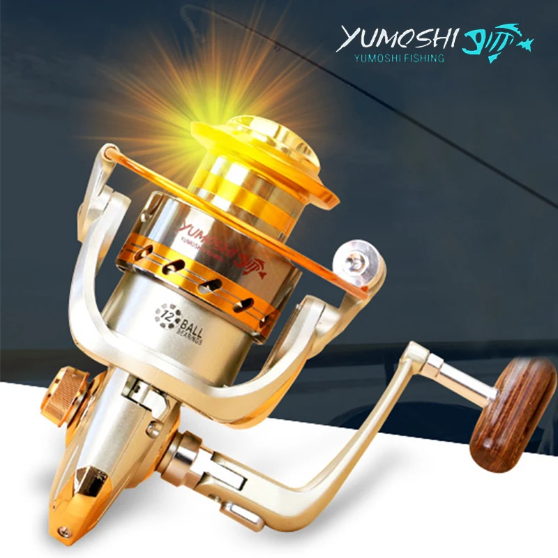 YUMOSHI супер сделка металлическая катушка для морской рыбалки 12 шарикоподшипников