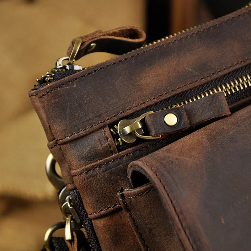 Norbinus Мужская поясная сумка из натуральной кожи Маленькая воловья кожа мужская на