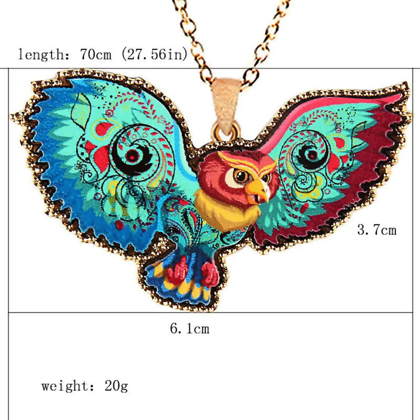 2017 new animal necklace 3 color optional painted acrylic alloy owl long pendant sweater chain | Украшения и аксессуары