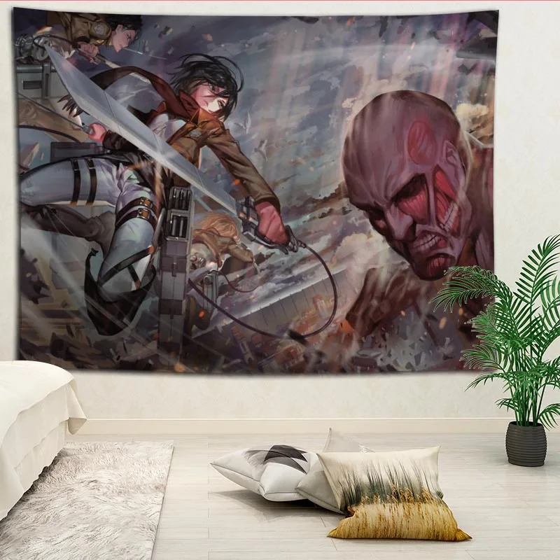 Новое поступление гобелен на заказ с принтом атака Титанов декоративное