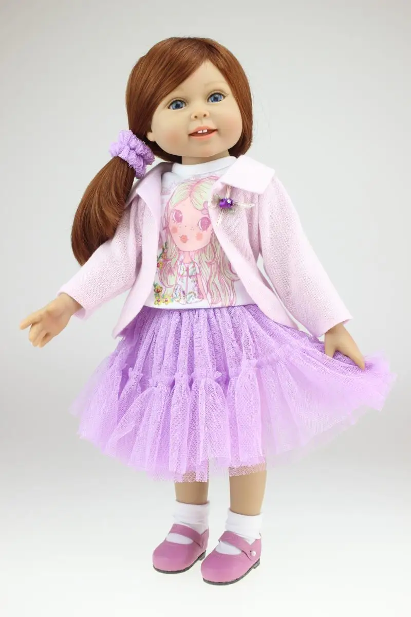 

new Popular 45cm bebe girl reborn Doll brown hair Lifelike princess cute kids birthday gift silicone vinyl bath Bonecas toy