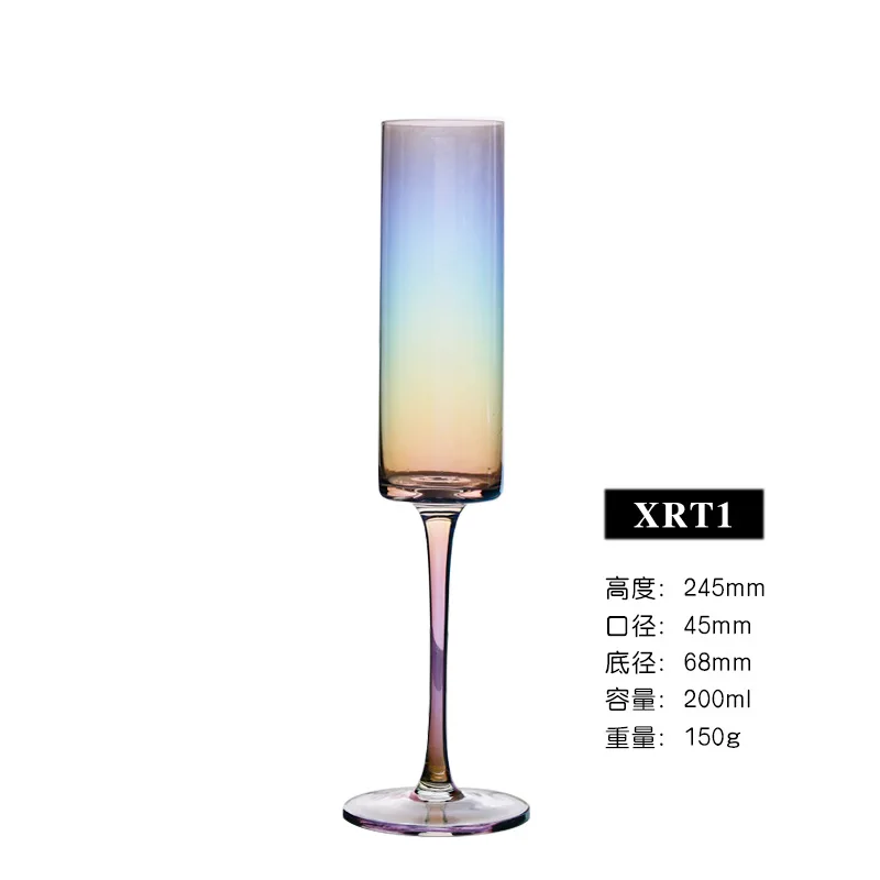 Champagne Flute 2 Бокал с радужным покрытием, бокал для вина, свадебные хрустальные бокалы для коктейлей, бокалы для шампанского, бокалы для бренди, бесстемные принадлежности для яиц, графин - Цвет: Champagne Flute 2
