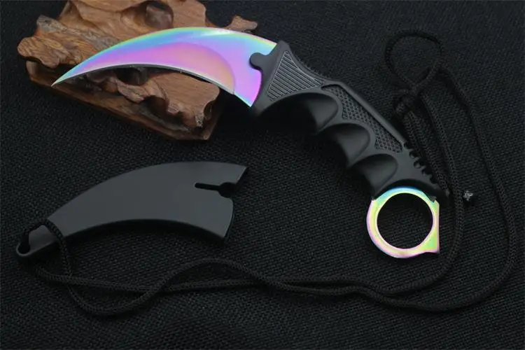 CS GO Counter Strike Золотой керамбитовый нож для шеи с оболочкой зуб тигра реального