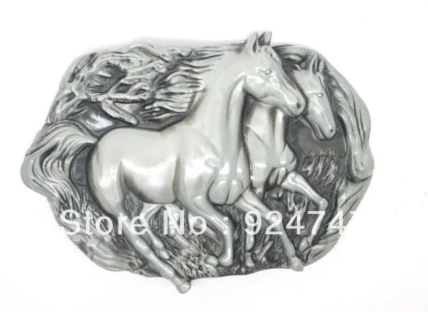 

Two Running Horse Cowboy Belt Buckle