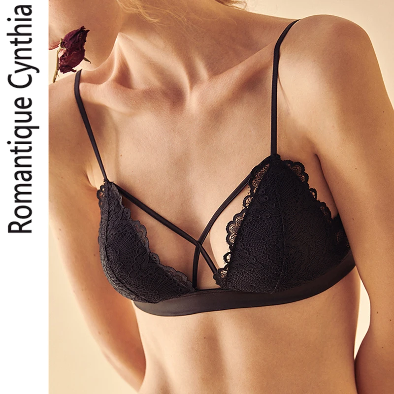 Треугольники Беспроводной Bralette комплект тонкий хлопок нижнее белье дышащее с