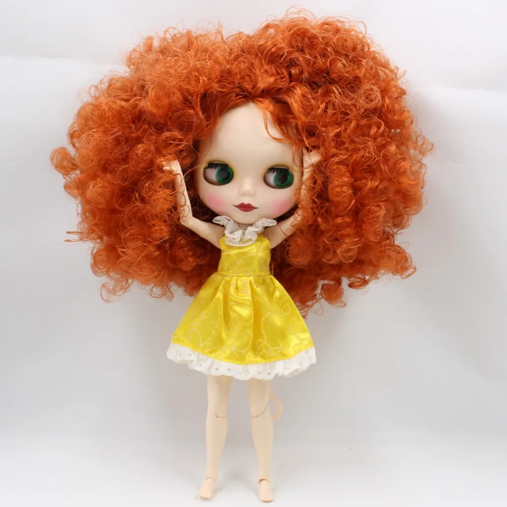 Ледяной DBS Blyth кукольные-коричные вьющиеся волосы шарнирное тело матовая лицевая