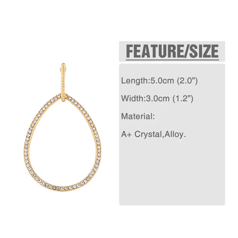 Женские серьги кольца FLOLA черные с кристаллами и стразами маленькие каплями воды