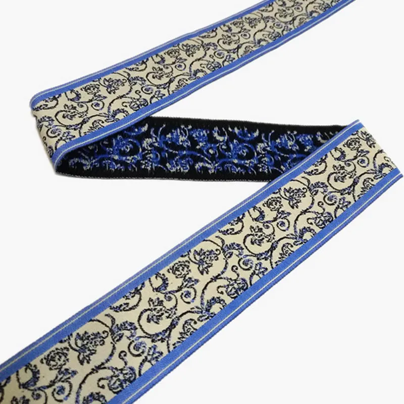 3 м/лот Голубая цветочная вышитая кружевная аппликация для свадебного платья