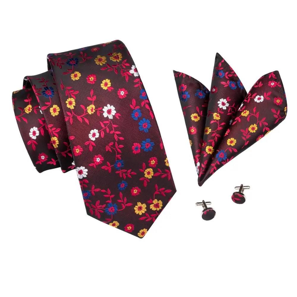 C 1744 Hi Tie Мужские галстуки 2017 Новый дизайн с красным цветочным узором для мужчин