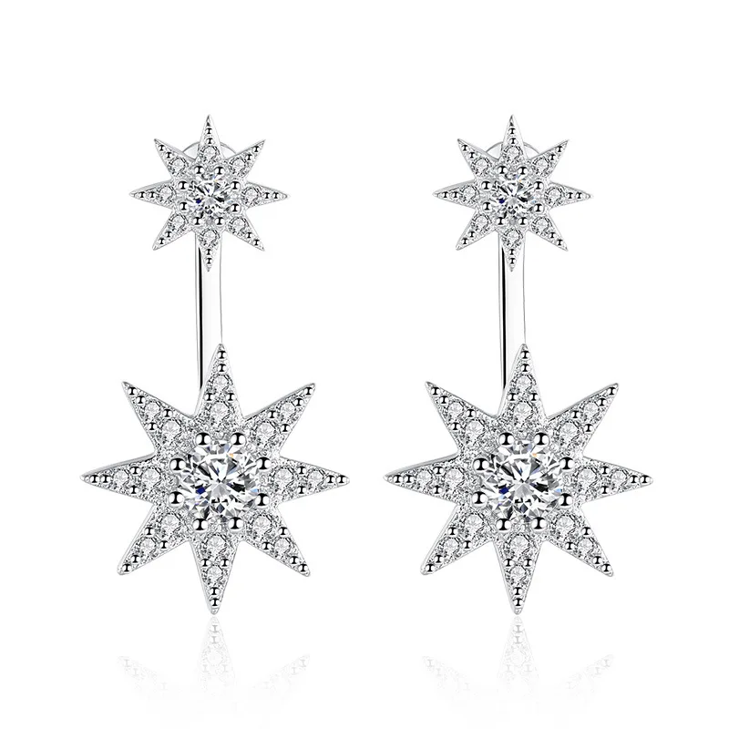 

100% 925 sterling silver fashion shiny cz zircon star ladies`stud earrings women jewelry female gift wholesale drop shipping