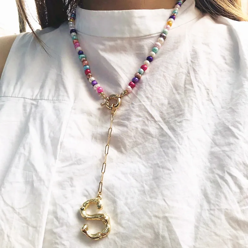 5 Большая подвеска в стиле бохо из пресноводного жемчуга в стиле барокко, роскошная Роскошная подвеска в виде ожерелья, подарок для женщин, рождественские подарки - Окраска металла: 5
