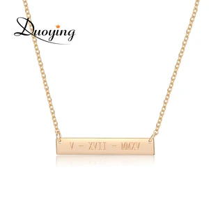 Ожерелье Duoying с гравировкой имени для женщин, колье с цепочкой инициала под заказ, цвет золото 35*6 мм