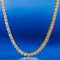 3mm cz iced tennis chain necklace gold