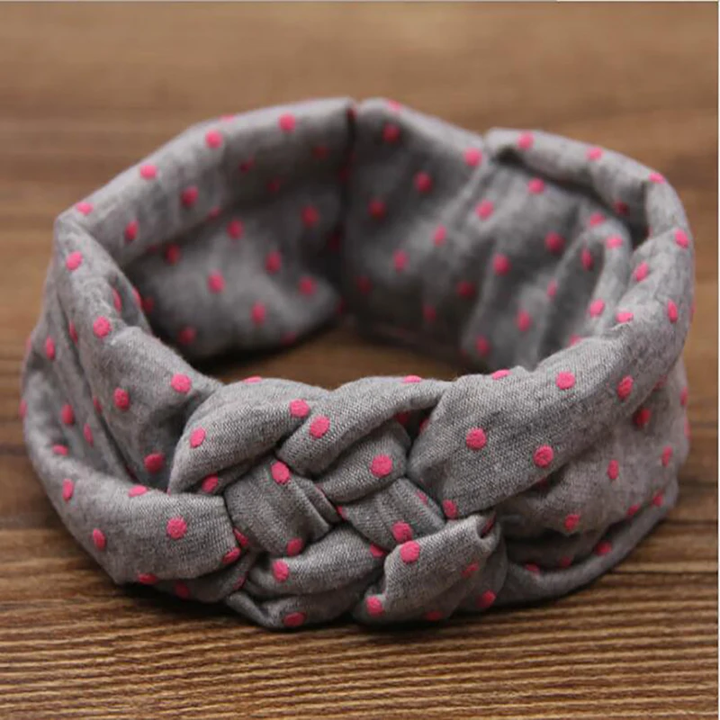fashion cute Kids dot knot turban girl hairband head band headband cotton cloth Girls twisted wraps hair accessories | Мать и ребенок