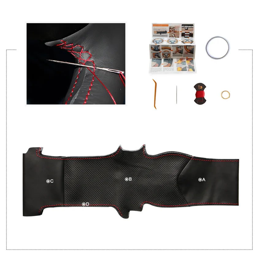 MEWANT Удобная строчка черный искусственная кожа Чехол рулевого колеса автомобиля