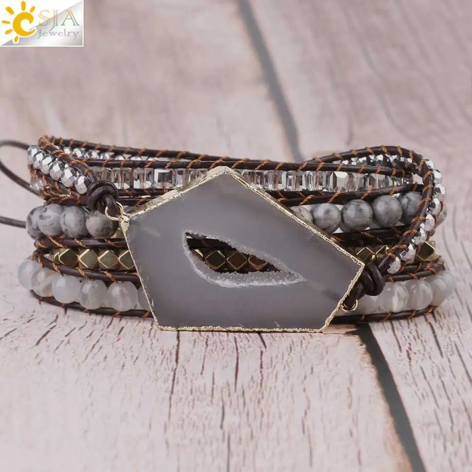 CSJA очаровательные бусины из натурального кристалла в форме кусочка ювелирные