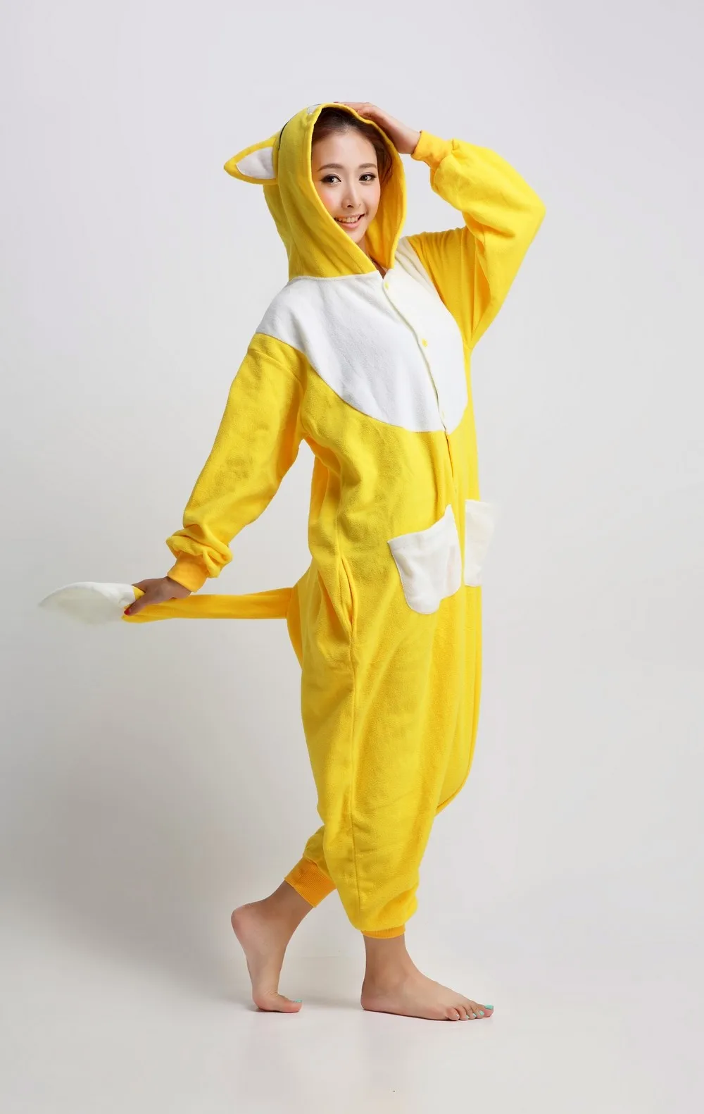 Bikirub взрослая зимняя Пижама одежда для сна с милыми желтого цвета рисунком Лиса