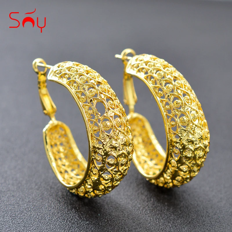 Классические большие круглые серьги-кольца Sunny Jewelry для женщин