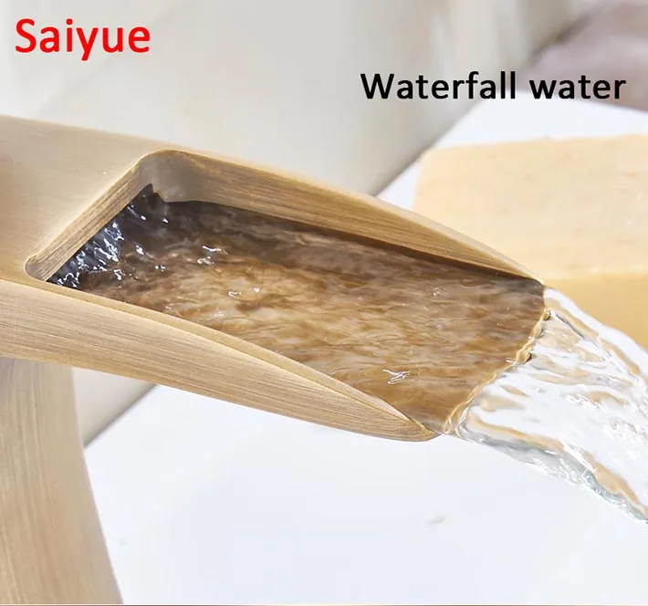 Водопад античная латунь отделка ванная раковина кухонный сосуд Раковина кран