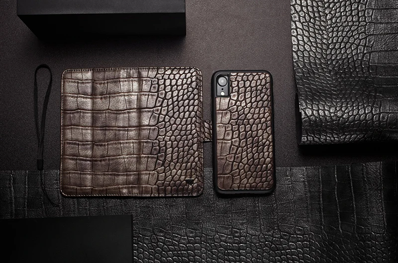 Роскошный чехол WHATIF из крокодиловой кожи для IPhone X, XS, Max, XR, отделения для карт, 2 в 1, съемный чехол-кошелек для IPhone 7, 8 Plus