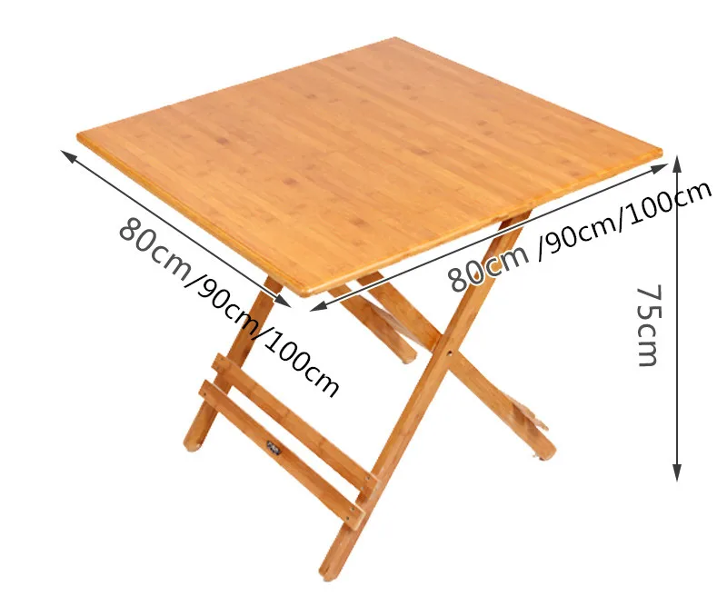 

Bamboo Furniture Folding Table Square 80-100cm Outdoor/Indoor Dining Table Legs Foldable Portable Folding Snack Table For Dinner