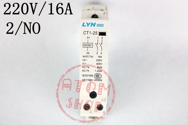 CT1 25 16A 2P 230v 50or60HZ Din rail AC контактор для дома|Замыкатели| |