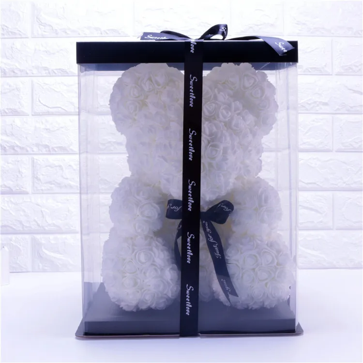 Роза медведь цветок медведь пена Роза плюшевый медведь коробки Свадебная вечеринка Декор Цветы День Святого Валентина подарок Роза медведь искусственный плюшевый