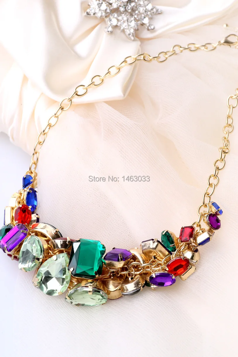 Bohemian Necklace Colorful Rhinestones Fashion Antique Gold Bridesmaids Jewelry|necklace body jewelry|jewelry choker necklacejewelry necklace display