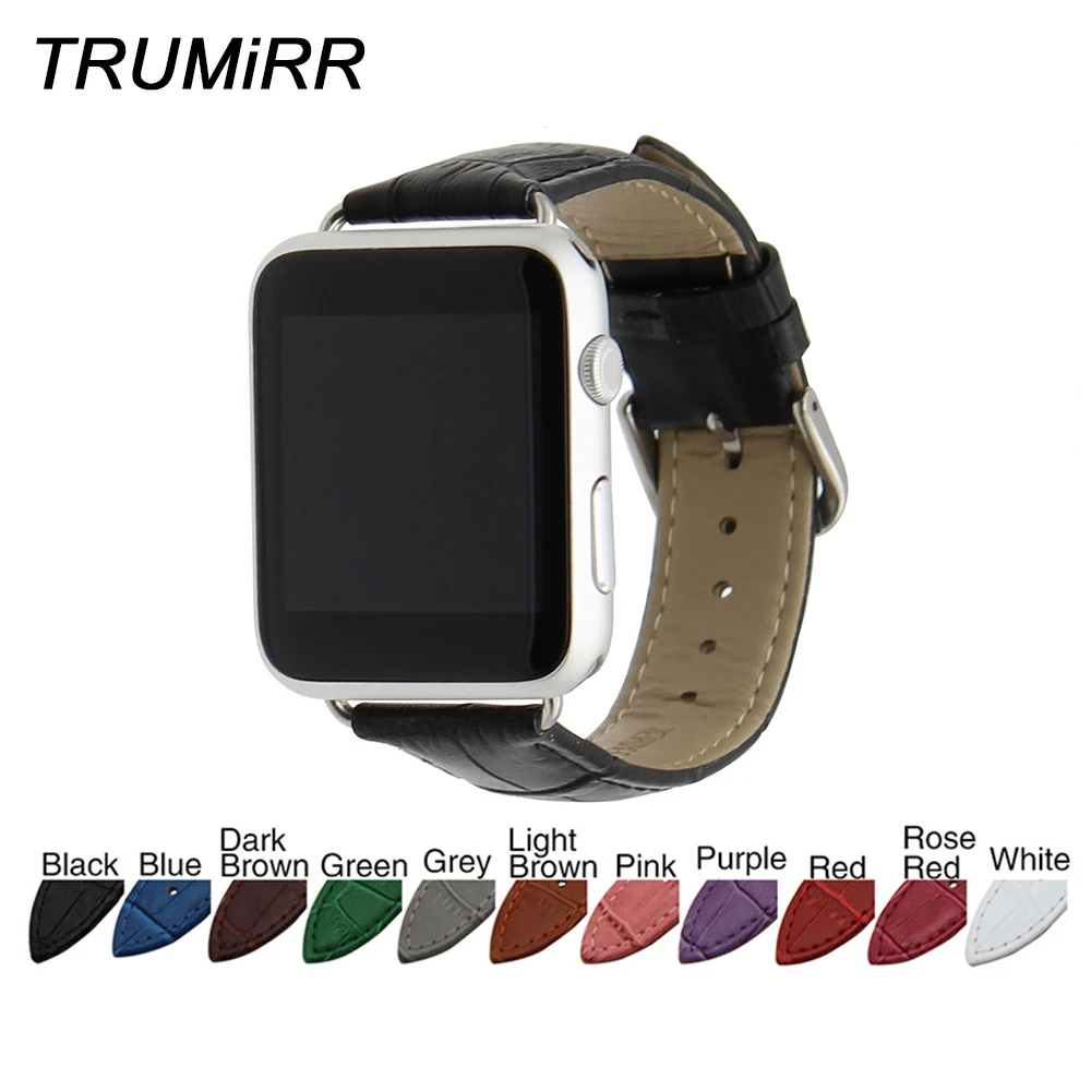 Ремешок для часов из натуральной кожи Croco + адаптер 38 мм 42 iWatch Apple Watch ремешок