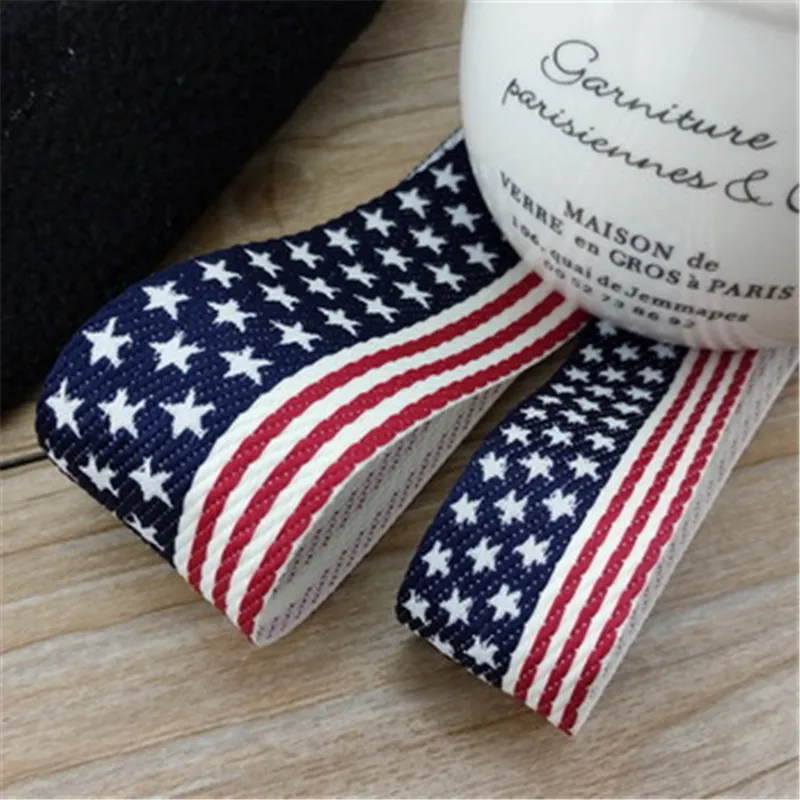 5yards/lot New Star Pattern Ribbon Thick Handmade DIY Costume American Flag Style Ribbon Material  R-079