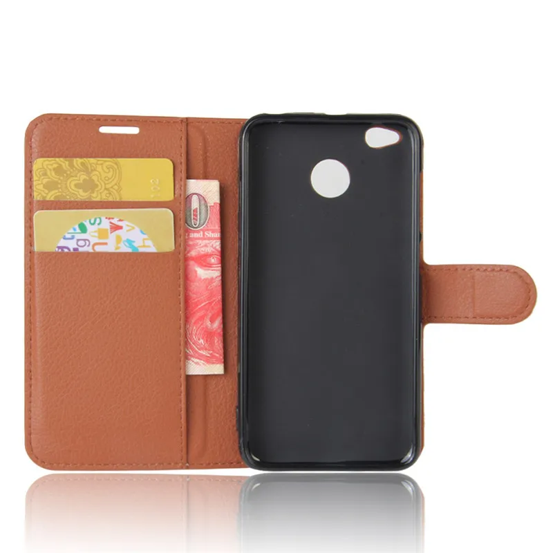 Litchi Texture Wallet Flip Leather Phone Case Cover For Xiaomi Redmi 4 Holster Bag With Stand Card Slots | Мобильные телефоны и