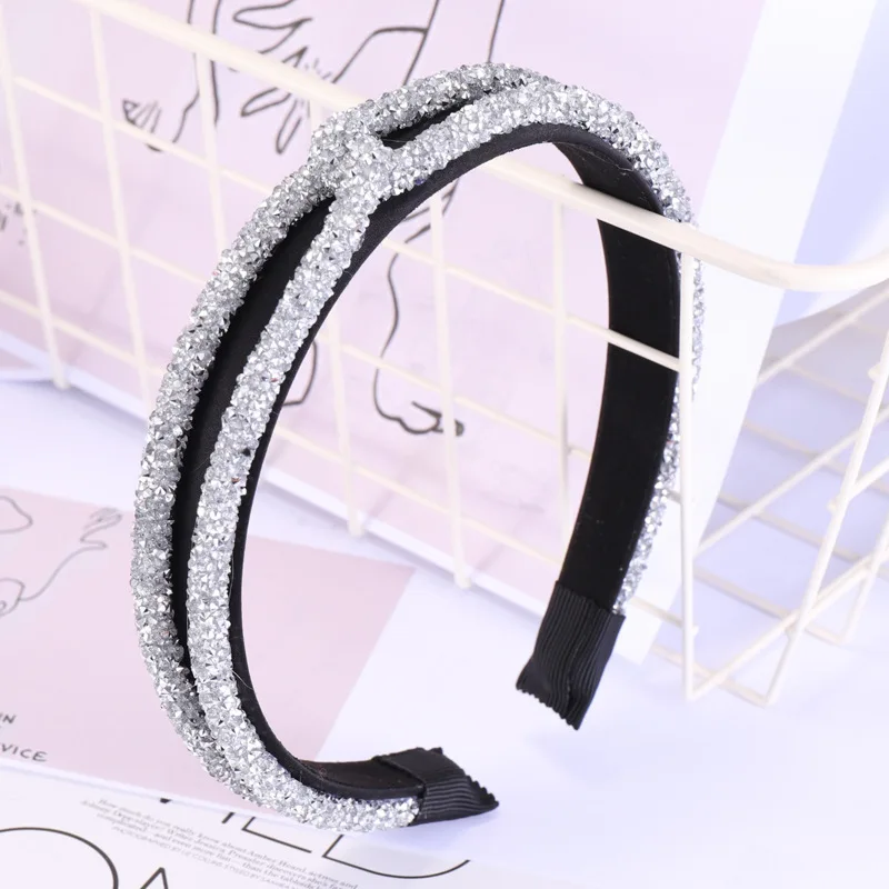 

Fashion Ladies Sweet Rhinestones Band Twist Headband Simple Elegant Hair Accessories Women and Girls Proms Party Shiny Hairband