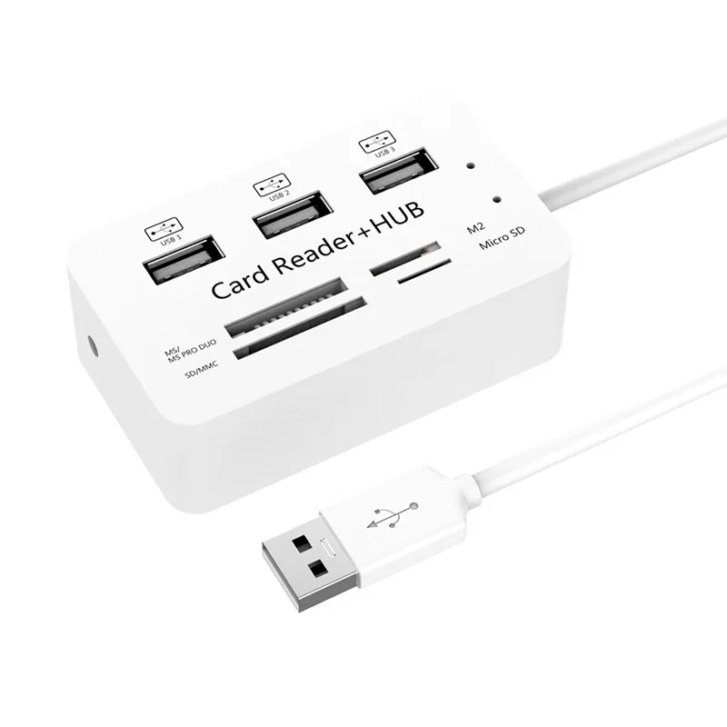 3 порта usb-хаб высокоскоростной USB2.0 разветвитель Кабель кардридер поддержка SD MMC TF M2 MS для Windows XP 7 8 10 Mac OS