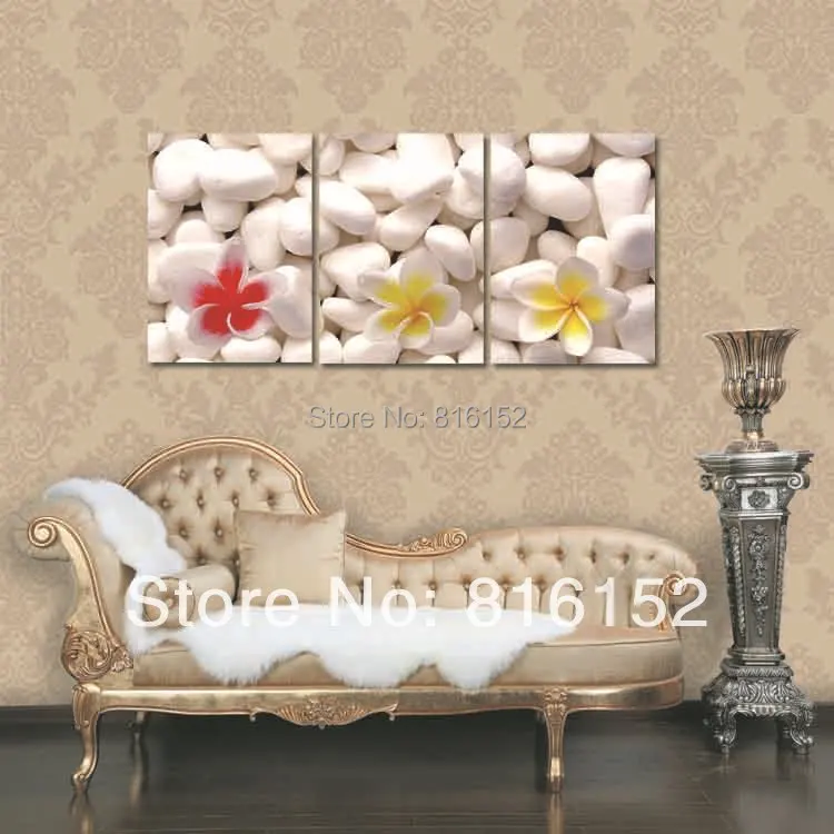 3 шт. холст искусство цветок на камне спа комната украшение диван фон настенная