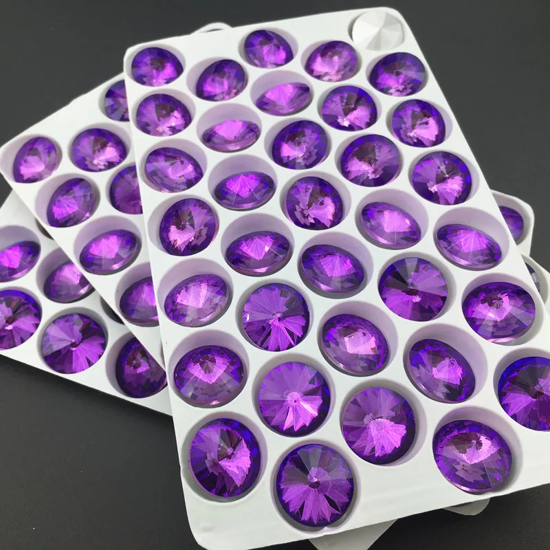 Lt фиолетовый бархатный кристаллический камень Rivoli стеклянный для изготовления