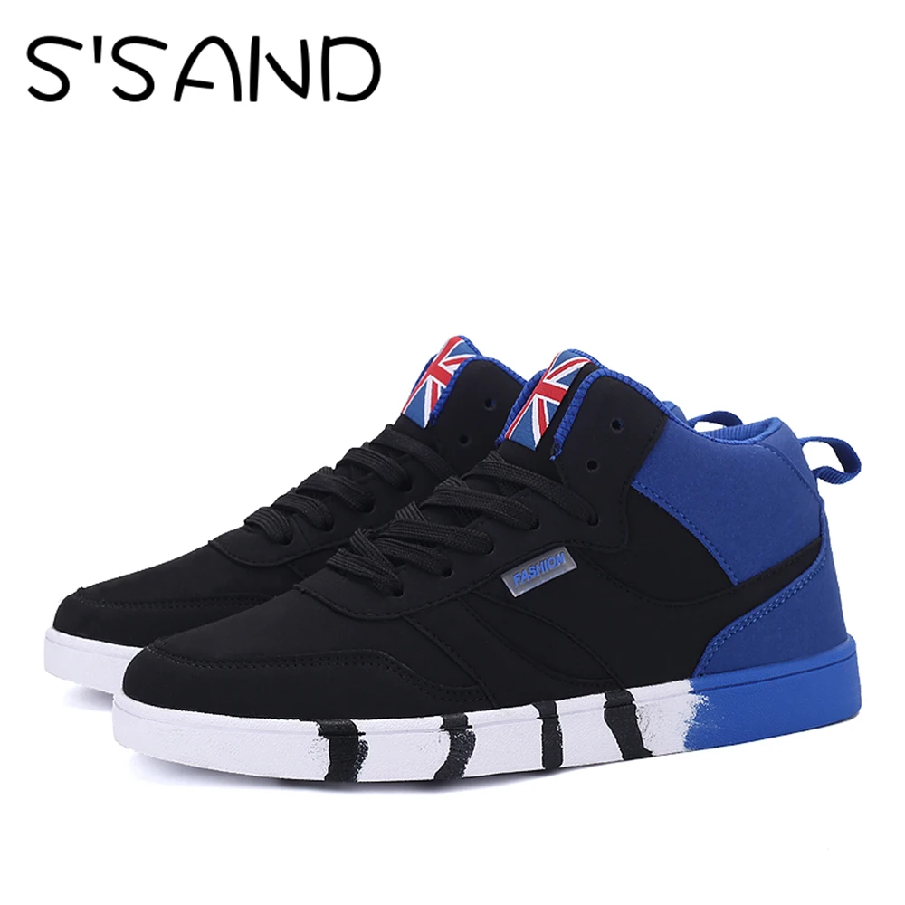 S'SAND мужская Холст Кроссовки Прочный Массаж Skate Интернат Высокие Ботинки для