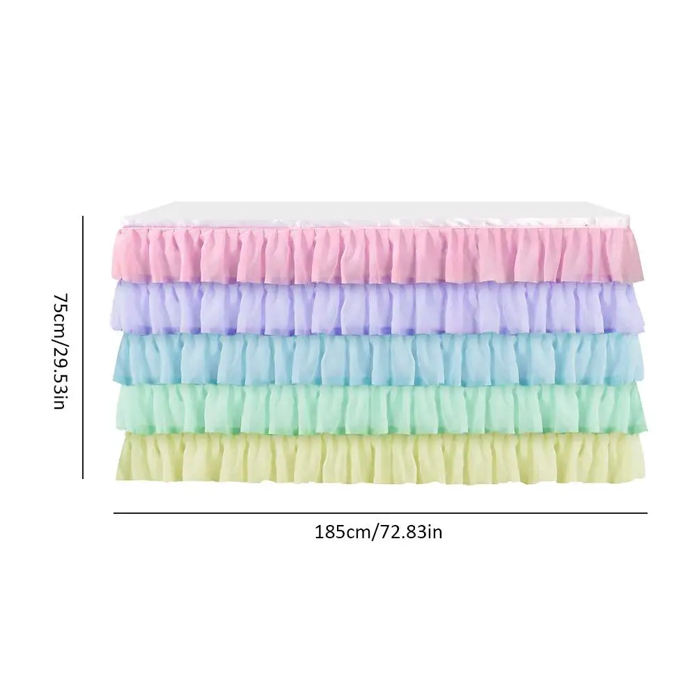 

6FT Ruffle Table Skirt 5 Layer Tablecloth For Rectangle Round Home Wedding Dessert Signature Lace Table Skirt Table Party Decor
