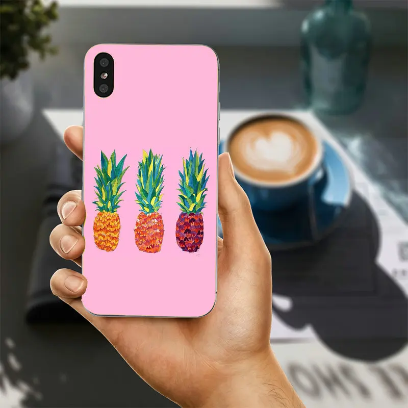 Soft TPU Silicone Mobile Phone Cases for iPhone X 8 7 Plus 6 6S 5 5S SE 5C 4S Shell Bags Back Cover Capa Pineapple On Pink | Мобильные