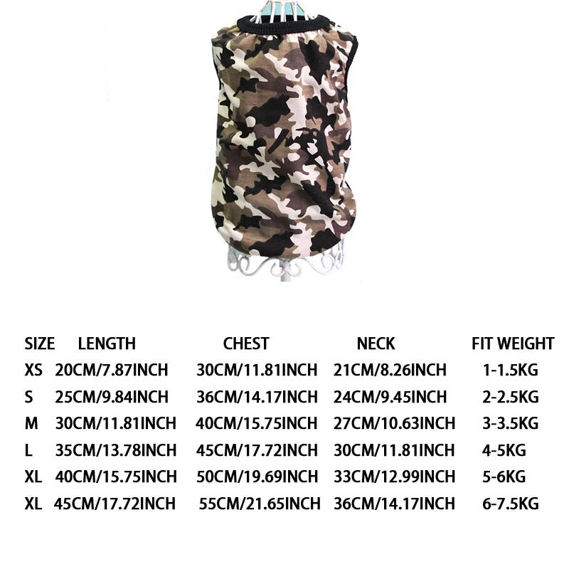 Футболка для собак и кошек одежда жилеты хлопковая щенка камуфляж четыре цвета