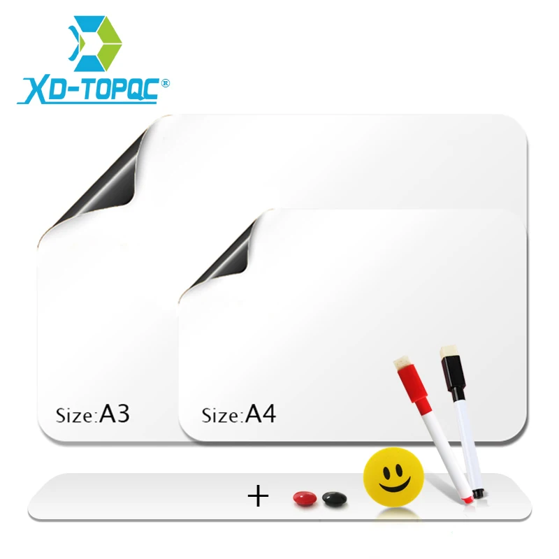 

Flexible Mini Whiteboard Fridge Magnets Soft Message Board Refrigerator Memo Pad Magnetic Notes White Boards Stickers FM03