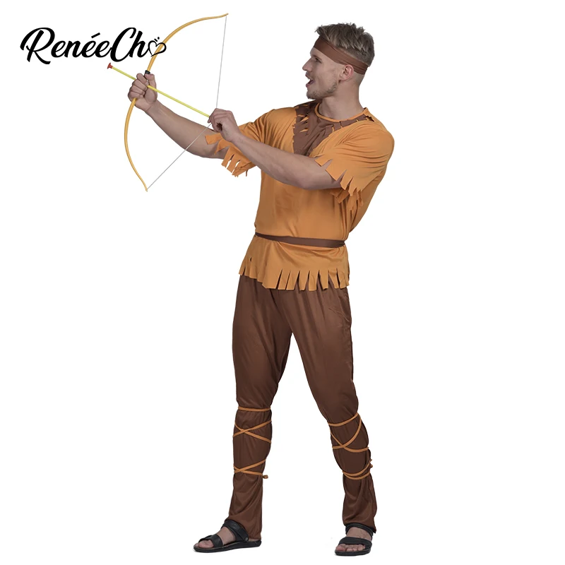 Reneecho мужской костюм Робин Гуд на Хэллоуин для взрослых Охотник косплей Pole Play